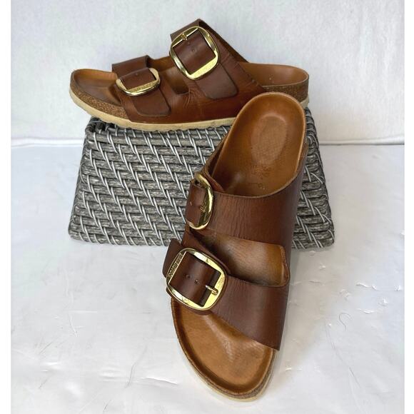Birkenstock Shoes - Birkenstock Arizona Big Buckle Oiled Leather Sandal Size EU39 US M6/W8 Cognac